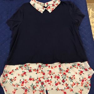 Elle top navy and floral